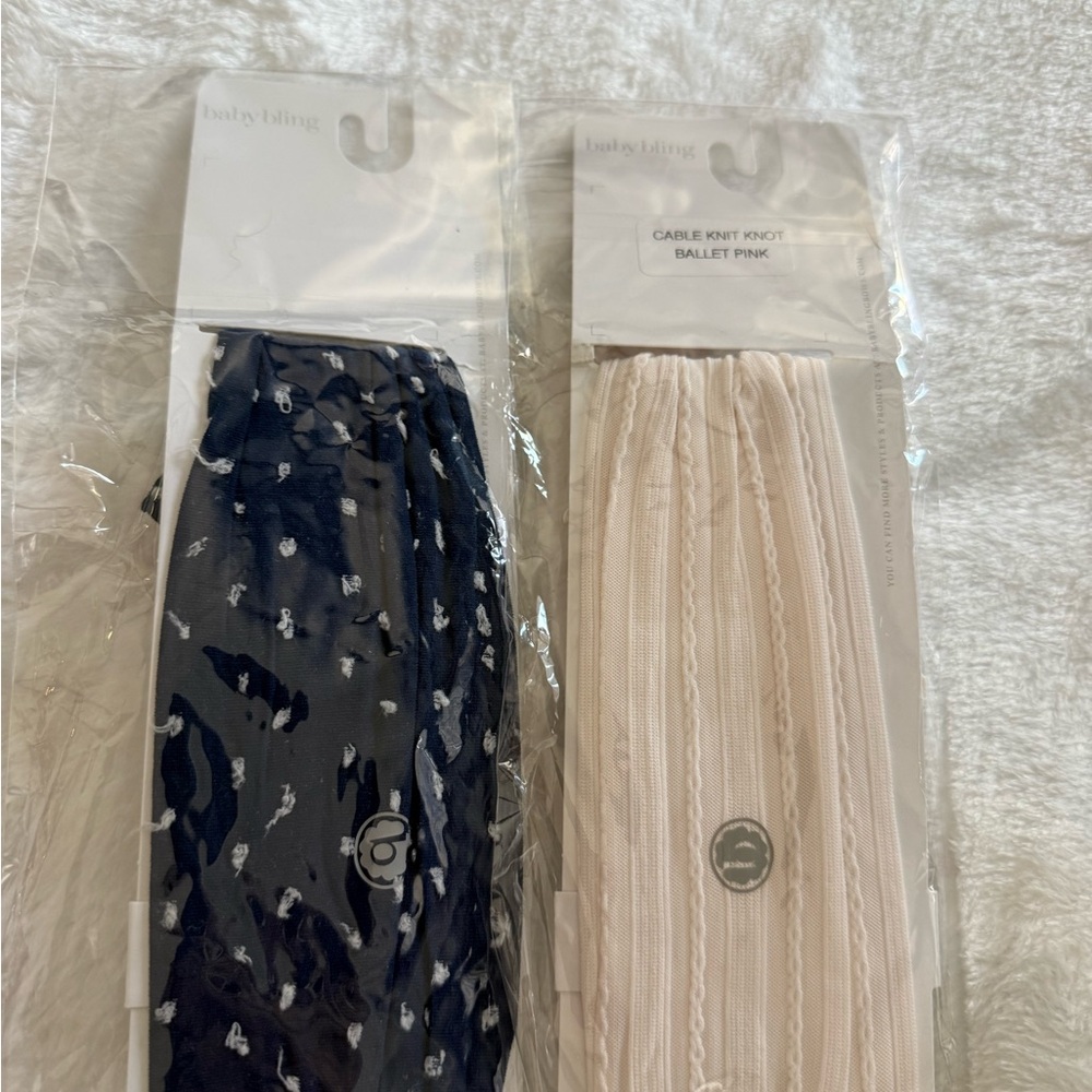 New BABY BLING 2 Bows Navy Blue With Swiss Dots Ballet Pink NWT - Picture 4 of 5